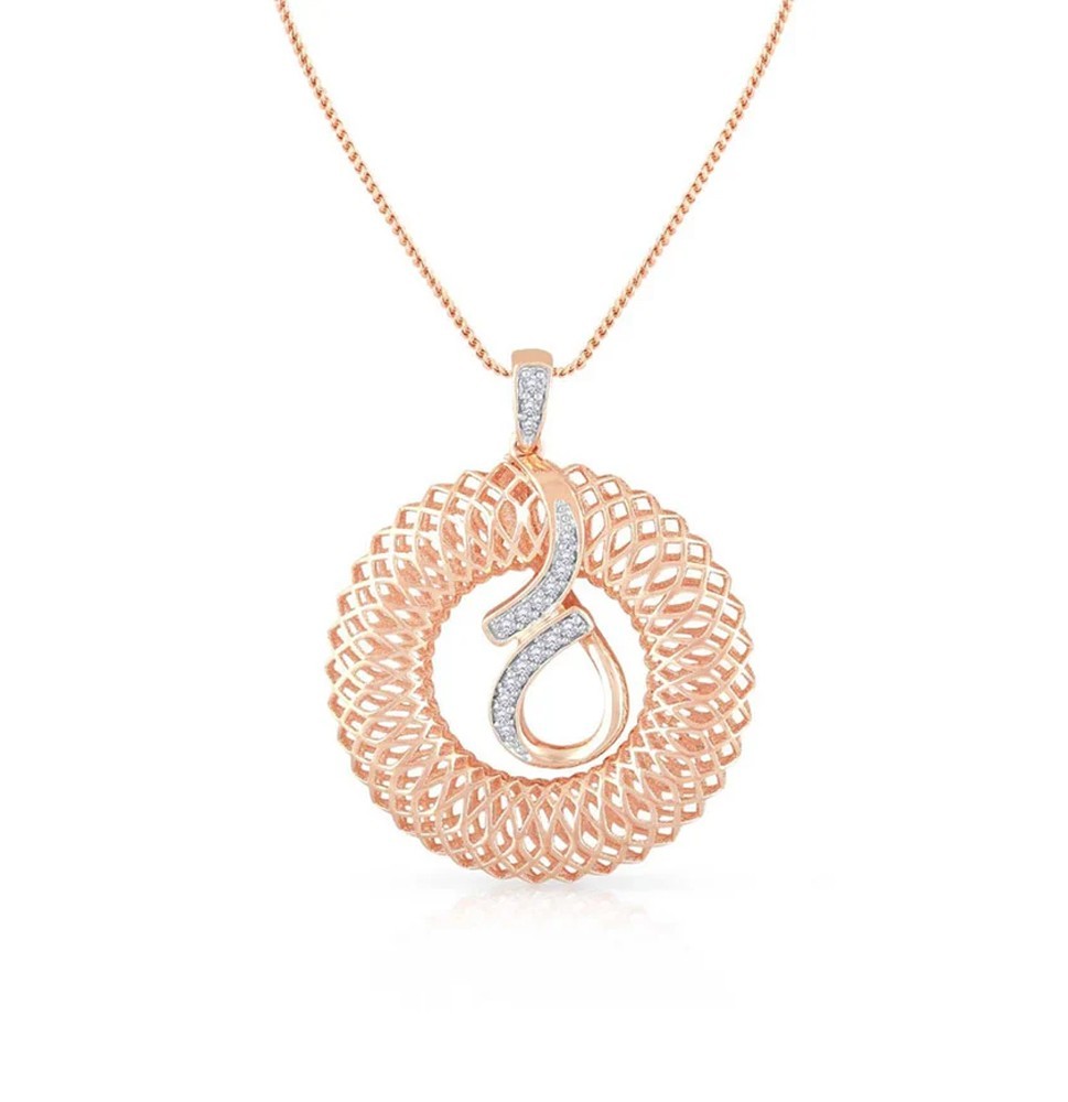Exquisite Dual Jewel Round Gold Pendant